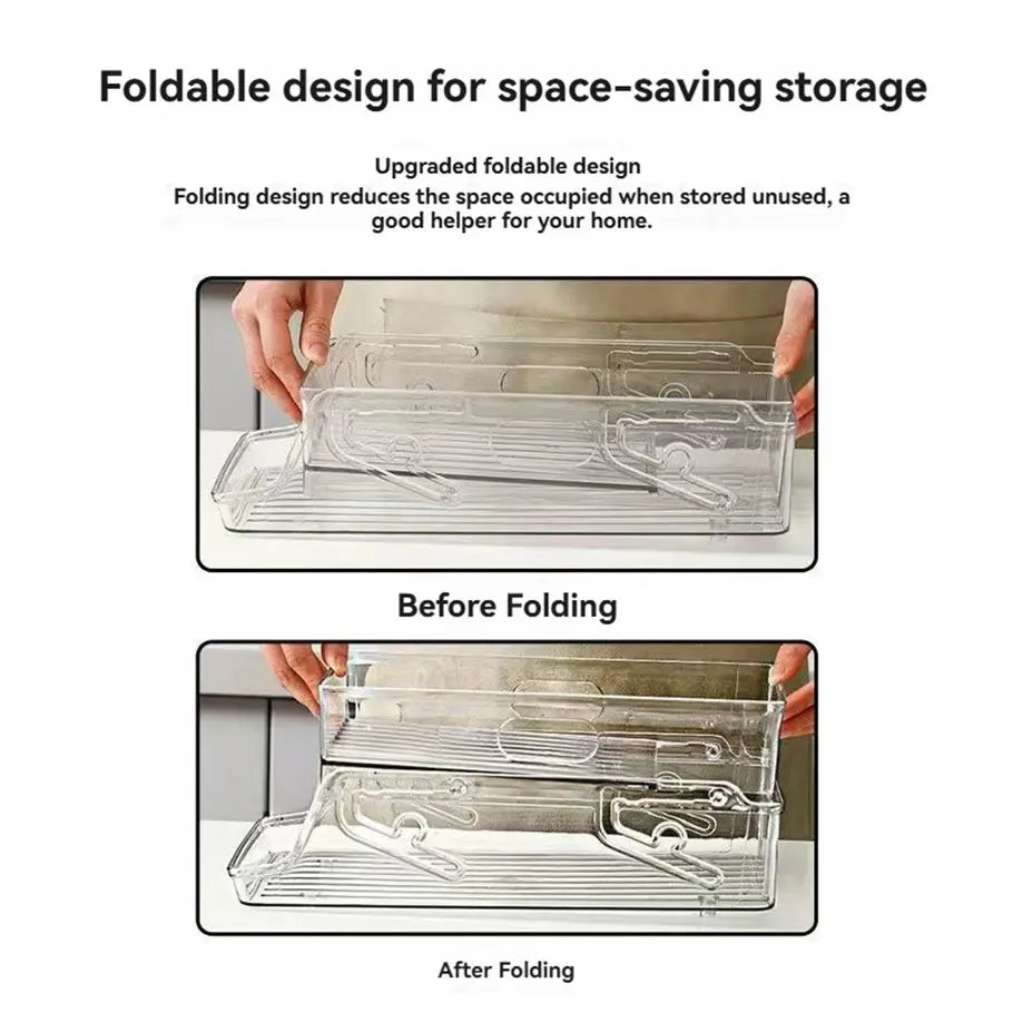 Kitchen Drawer Refrigerator Can Organizer, Dual Layer Rolling Foldable Automatic Storage Box, Beer Soda Beverage Holder, Space-Saving Solution, Refrigerator Accessories