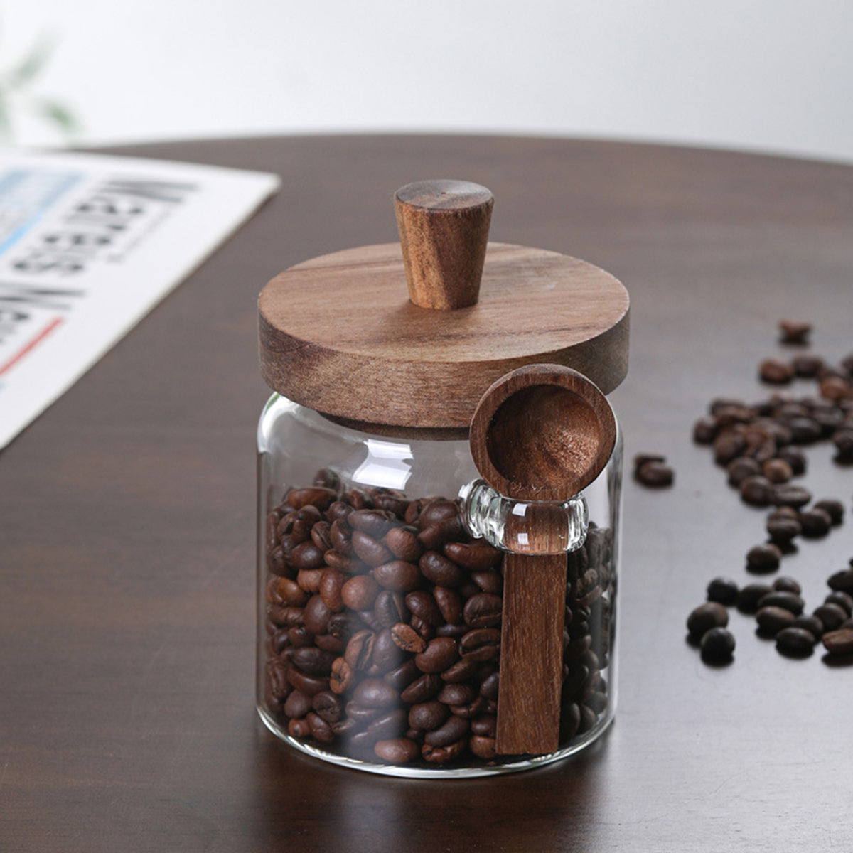 3Pcs Glass Coffee Jars with Spoons,Candy Jars,Biscuit Jars,Storage Jars,Tea Jars