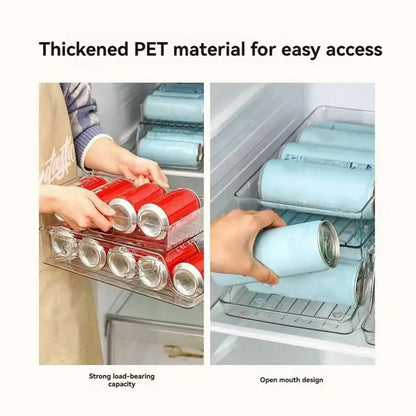 Kitchen Drawer Refrigerator Can Organizer, Dual Layer Rolling Foldable Automatic Storage Box, Beer Soda Beverage Holder, Space-Saving Solution, Refrigerator Accessories