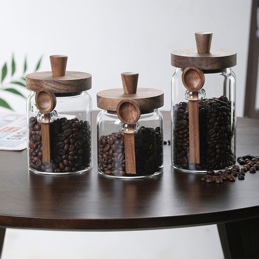 3Pcs Glass Coffee Jars with Spoons,Candy Jars,Biscuit Jars,Storage Jars,Tea Jars